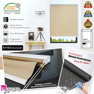 MYLANGSIR Height 183cm / 6 Feet / MILAN Roller Blinds 100% Blackout / Bidai PVC Plain / Water Repell