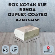 Cake Box (R5) Glossy White Coated Duplex Lace, size 16x12.5x6.5 cm, 310gsm Thickness, Fits GlassAQUA