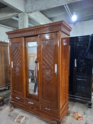 lemari pakaian 3 pintu sliding full kayu asli jati tua