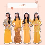 BAJU KURUNG KANAK KANAK BUDAK PEREMPUAN GOLD FAMILY SET / SEDONDON / GOLD MUSTARD / BAJU RAYA