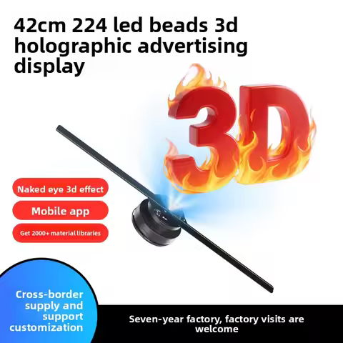 42cm 3D Holographic Fan Supports remote Wi-Fi control Customizable icons DIY video playback LED neon