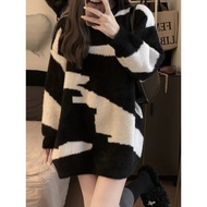 sweater woman winter clothes woman Striped Loose Vintage Mink Fleece Winter Sweater