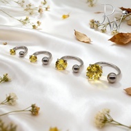 1 PC 16G 6-12mm Septum Nostril Piercing Stainless Steel Rook Conch Helix Earring Yellow Cubic Zircon