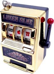 MAGIKON Mini Slot Machine Toy, Funny Lucky Slot Machine Bank with Spinning Reel and Keychain, Nice a