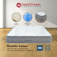 【 READY STOCK 】Dreams Latex+ 10" Cool Max Pocketed Spring Mattress - Single / Super Single / Queen / King