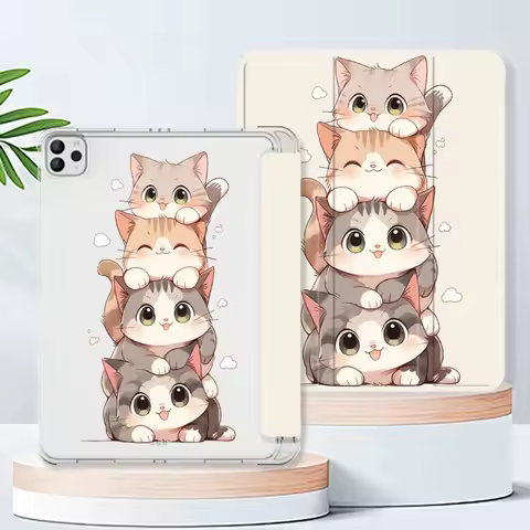 Cartoon Four Cats Protective Cover For iPad Case iPad 10th Gen 12.9 4th 5th 6th Air 4th 5th 10.9 Pro