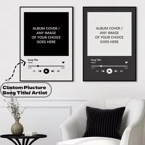 1/2pcs Custom Music Canvas Prints Poster Personalised Custom Song Title Album Cover Prints Favourite