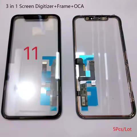 5Pcs 3 in 1 Tested Ori AAA LCD Touch Digitizer Sensor Glass with Frame+OCA Glue For iPhone 11 Xr Tou