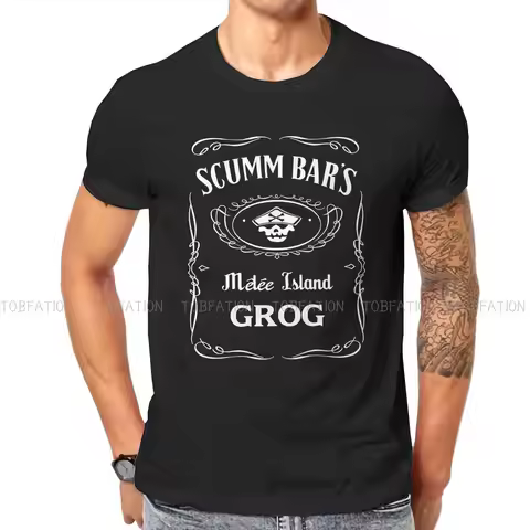 Scumm Bar's GROG TShirt Monkey Island Game LeChuck Elaine Guybrush Streetwear Leisure T Shirt Men Te