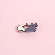 Cute Cartoon Two Cats Brooch Pins Kawaii Angry Cat Brooch Backpack Bag Accessories Animal Jewelry Gi