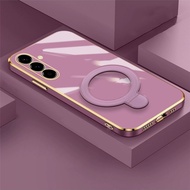 Soft Case Samsung A26 A36 A56 5G Magnetic Holder Wireless Plating Handphone