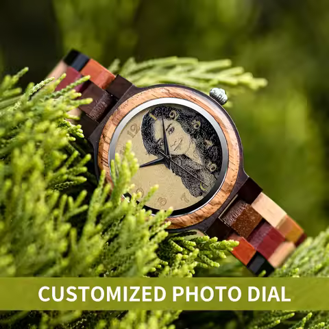BOBO BIRD Custom Wooden Watch Personalized Photo Couple Fashion Casual Gift for Him Anniversary Pres