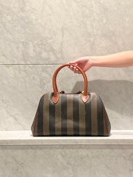 中古孤品 Fendi波士頓斜揹手提肩背包 原裝肩帶 皮革品牌拉鍊