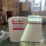 Glass Lottery Sales Counter | Instant Ticket Display & Bar Table for Lottery Shop | Ticket Booth for