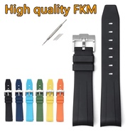 New FKM Strap for Rolex Water Ghost Daytona Curved End Waterproof Watch Band 20mm Fluoro Rubber Bracelet for Omega x Swatch MoonSwatch
