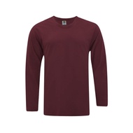 Plain T-shirts - 100% Cotton T-Shirt Maroon Long Sleeve (UNISEX) | T-shirt Kosong Maroon Lengan Panjang MURAH