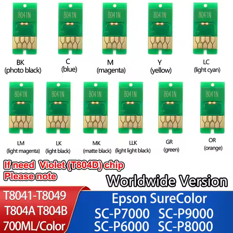 Worldwide Version T8041-T8049 T804A T804B Ink Cartridge Chips For Epson SureColor P6000 P7000 P8000 