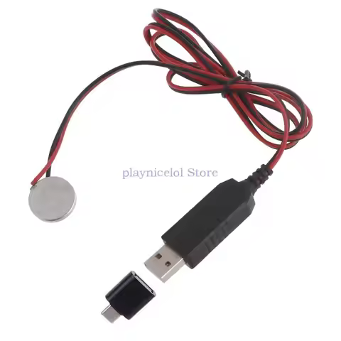 USB to 3V CR2032 Dummy Battery Charging Cable with Type-C Adapter Repalce CR2032 3V Battery for CR20