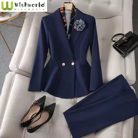 Autumn New Waist Slimming Jacket Blazer Pencil Pants Two-piece Set Elegant Women's Office Suit Set O