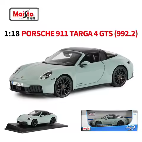 Maisto 1:18 2022 Porsche 911 Targa 4 GTS（992.2） Sports Car Orange Static Die Cast Vehicles Collectib