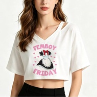 Femboy cropped top shoujo harajuku graphic scene  emo kawaii t shirt cute party gothic jojifuku