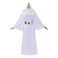 🎉Cosplay🎉  Adult Women Star Wars Leia Organa Solo Cosplay Costume Princess Leia White Hooded Dress K
