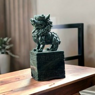 Ấn Kỳ Lân phong thủy đá ngọc serpentine - Cao 12 cm