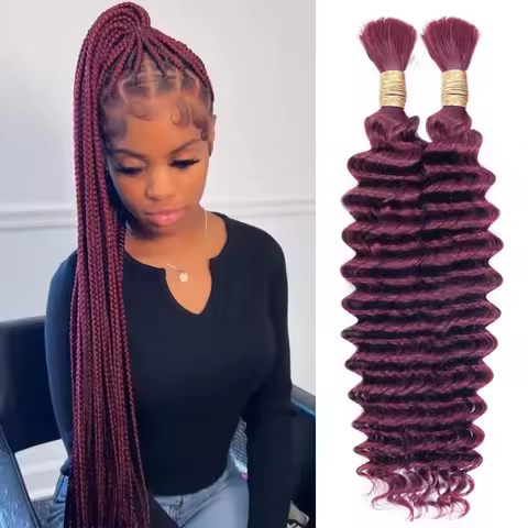 99j Burgundy Bulk Human Hair For Braiding 27 Highlight P4/27/4 Colored Deep Wave Human Hair Bundles 