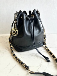 絕版中古包 Chanel黑色金扣水桶包 側背包 單肩包 斜孭包 二手包