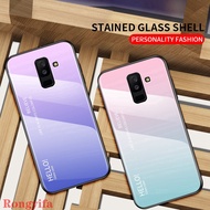 For Samsung Galaxy A6 A8 Plus A6+ J8 J2 Pro A7 A9 2018 A750 A9s A9 A8 Star Case Gradient Tempered Glass Hard Back Cover