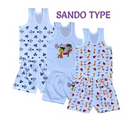 3pairs Abc/Cars/Toys Sando Terno for Baby Boy aged 0-3yr old