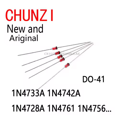 100pcs 1W Zener Diode DO-41 3V 3V3 3V6 3V9 4V3 4V7 5V1 5V6 6V2 6V8 7V5 9V1 10V 47V 51V 75V 1N4733A 1