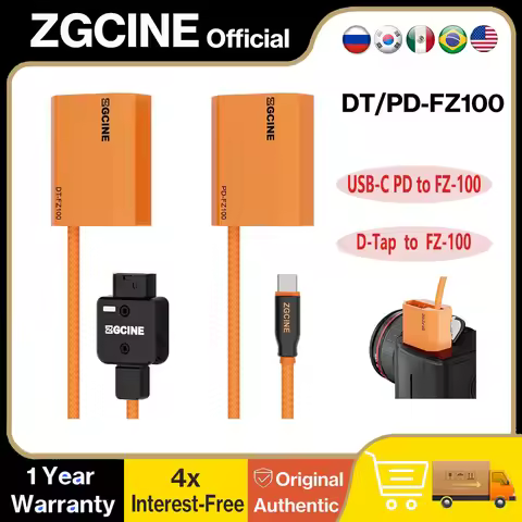 ZGCINE D-Tap to NP-FZ100 & USB-C PD to NP-FZ100 Dummy Battery Cable for Sony A7V A7CII A7IV FX3 A670