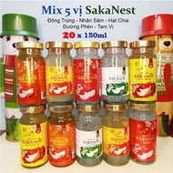 Mix 5 flavors 20 bottles of Sakanest Bird's Nest with DT, DP, NS, TV, HC 39% Khanh Hoa fresh bird's 