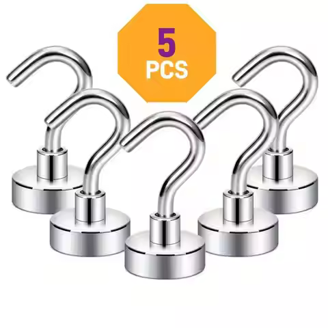 5pcs,Strong Magnetic Suction Hook, Punch-Free Storage Magnet Door Hook, Household Refrigerator Magne