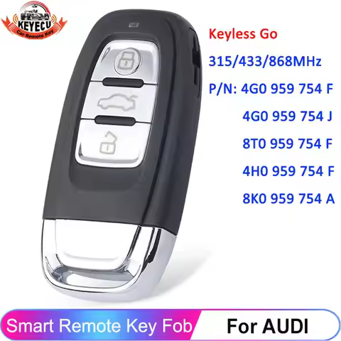 KEYECU 754J Keyless Smart Remote Key Fob For Audi A4 A5 A6L A7 A8 Q5 4G0959754F 4G0959754J 8T0959754