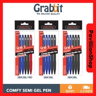 5 in 1 Ball Pen Mata Tirus Biru Hitam n Merah GRABBIT Digno Comfy Semi Gel Pen 0.5mm Pen Mata Tajam 