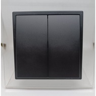Simon I7 Black Doff Switch SERIES 2 Gang 1 Way Switch / DOUBLE Switch