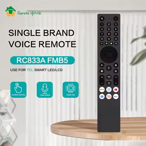 RC833A FMB5 Voice Remote Control Compatible with TCL Full HD Smart QLED LED TV RC833A FMB4 RC833A FM