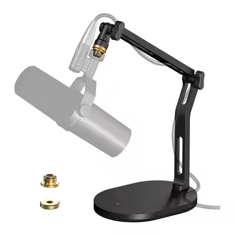 Mic Stand With 3/8" To 5/8" Adapter, Desk Mount Desktop Microphone For Blue Yeti, Hyperx Quadcast,So