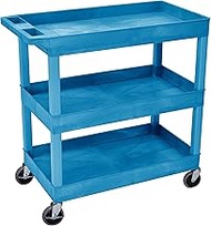 Luxor/H.Wilson 32" x 18" Tub Cart, Three Shelves (EC111-BU), Blue