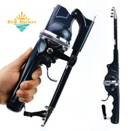 1Set Portable Folding Fishing Rod Telescopic Stainless Steel Fly Fishing Poles With Reel Line Travel Folding Mini Rod For Fish