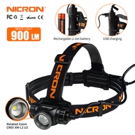 NICRON LED ไฟหน้า H30F 9W Super High Brightness Focus LED Zoomable re-chargeable ไฟฉายแบบพกพากันน้ำ 