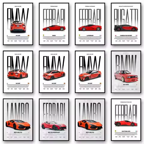 Classic Red Performance Sports Car Wall Art M3 F40 812 FS90 Luxury Car HD Canvas Print Poster Home L