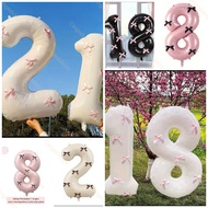 UNGU MERAH JUMBO Number Balloon Ribbon Package 80 cm ribbon PINK themesatin gold black red purple I 