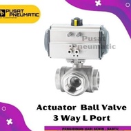Terbaru 2" Actuator Ball Valve 3 Way Type L Port Double Acting Size 2
