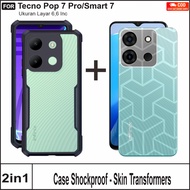 Tecno Pop 7 Pro Case Armor Shockproof 2-in-1 Package with 3D Carbon Skin