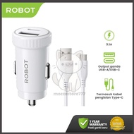 ROBOT RT-C13 Car Charger 3.1A Dual Port Type C Car Charger Cable Adapter Type C Charger