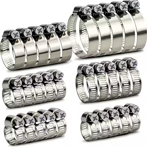 hose clamps worm gear hose clamps, 5 sizes of hose clamps for water pipes, gas pipes, silicone hoses
