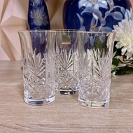 Made in Japan HOYA Single Bite Beer Crystal Glass Diamond Cut Tumbler Juice Glass 3-Piece